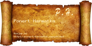 Ponert Harmatka névjegykártya